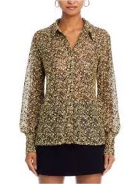 Ramy Brook Amalia Woven Metallic Blouse 🌟shimmering stunner 🌟